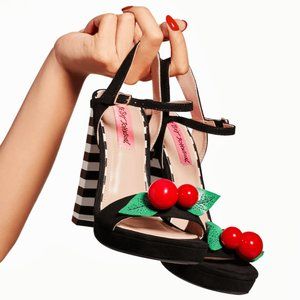 Betsey Johnson Izzie Cherry heels sandals NEW!!